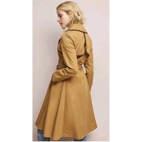 Anthropologie Ett Twa Marley Trench Tan Brown Belted Jacket Coat Size 8 - Picture 3 of 8